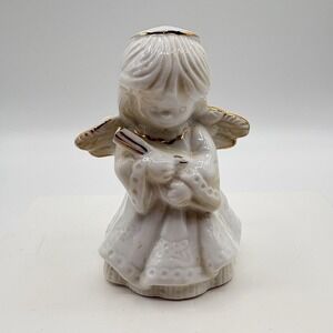 Vintage‎ Giftco White Ceramic Angel Cherub Guitar Bell Christmas Angel